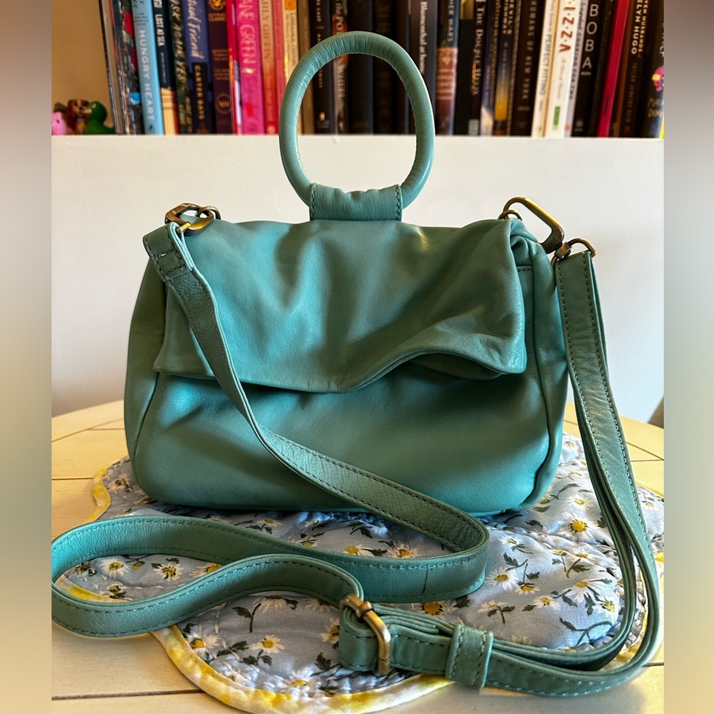 Hobo brand multi compartment crossbody teal matte leather purse